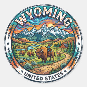 Wyoming Classic Round Sticker