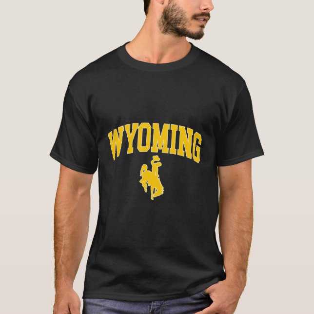 Wyoming Cow Riding A Bucking Horse T-Shirt (Front)