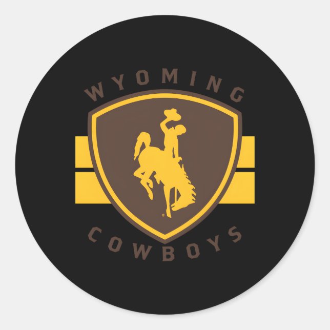 Wyoming Cow Shielded Stripe Classic Round Sticker (Front)