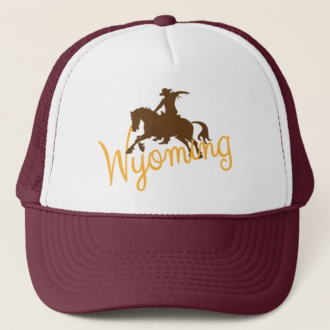 Wyoming Cowboy Trucker Hat (Front)