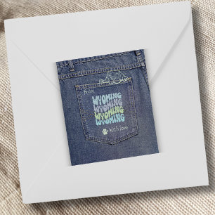 Wyoming Dog in Jean Pocket Classic SquareSticker Square Sticker