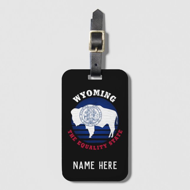WYOMING EQUALITY STATE FLAG LUGGAGE TAG (Front Vertical)