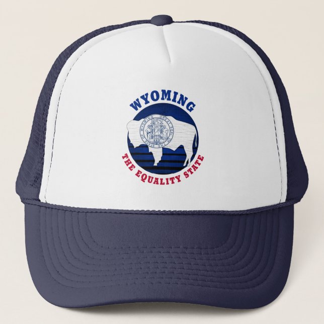 WYOMING EQUALITY STATE FLAG TRUCKER HAT (Front)