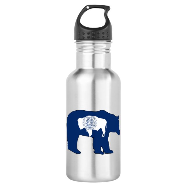 Wyoming Flag Bear 532 Ml Water Bottle (Front)