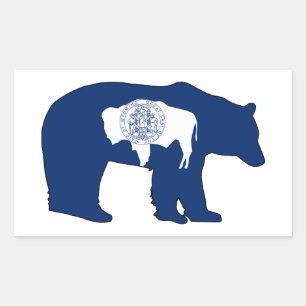 Wyoming Flag Bear Rectangular Sticker