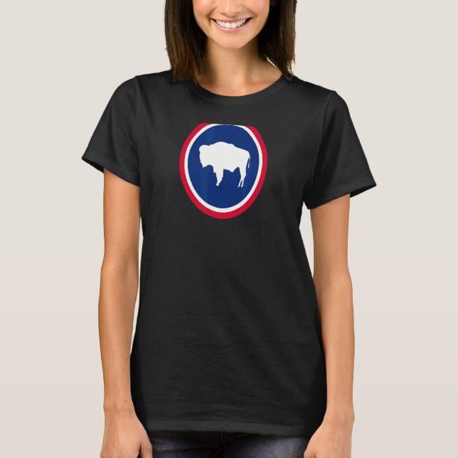 Wyoming Flag Bison Roundel T-Shirt (Front)