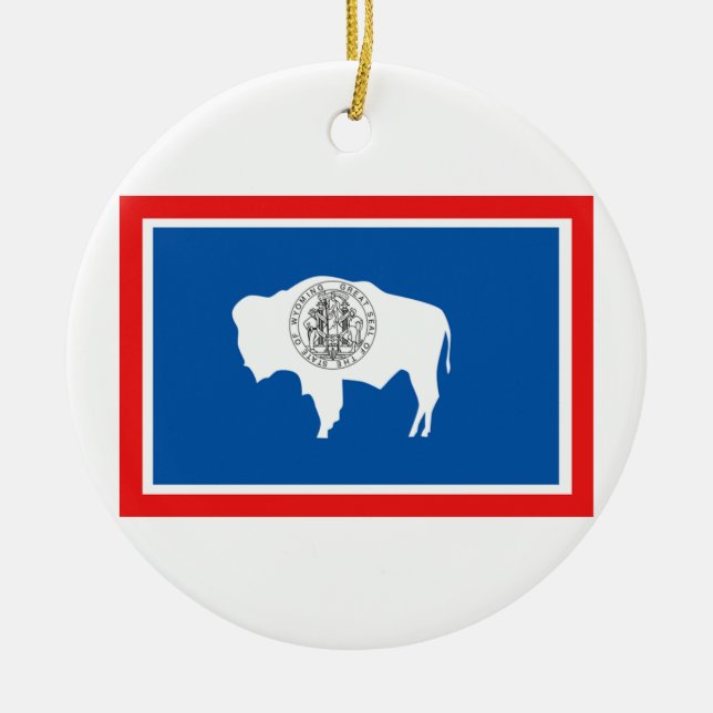 Wyoming Flag Ceramic Tree Decoration (Front)
