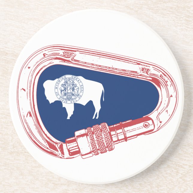 Wyoming Flag Climbing Carabiner Coaster (Front)