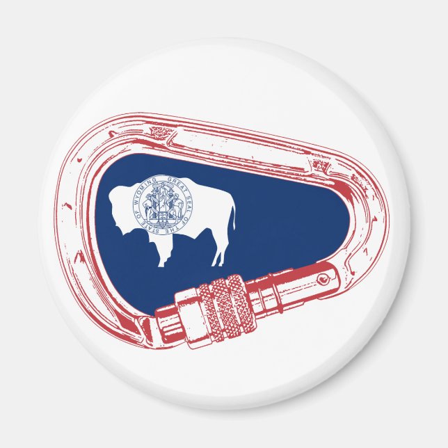 Wyoming Flag Climbing Carabiner Magnet (Front)