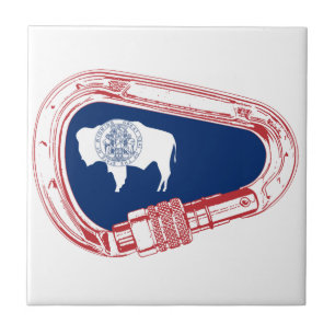 Wyoming Flag Climbing Carabiner Tile