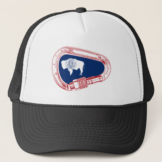 Wyoming Flag Climbing Carabiner Trucker Hat (Front)