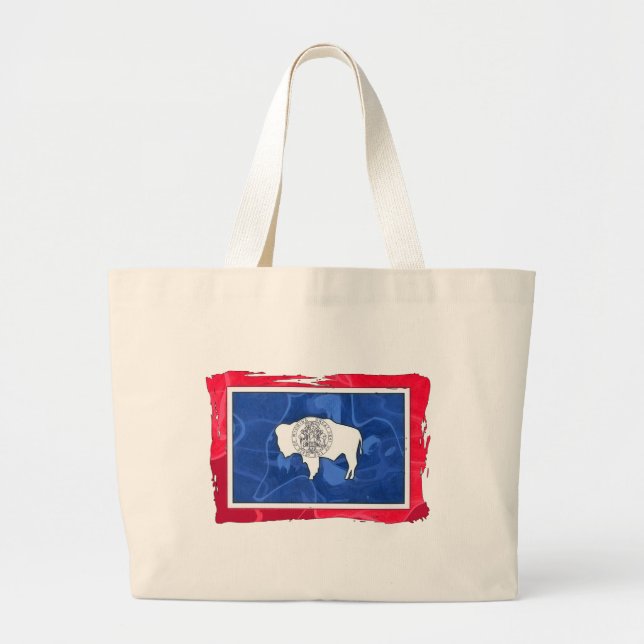 WYOMING FLAG LARGE TOTE BAG (Front)