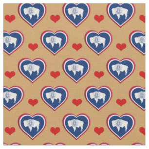 Wyoming Flag & Red Heart fashion Fabric / USA