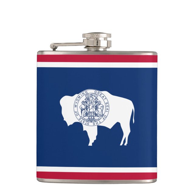 Wyoming Flag & travel Wyoming USA States/sport fan Hip Flask (Front)