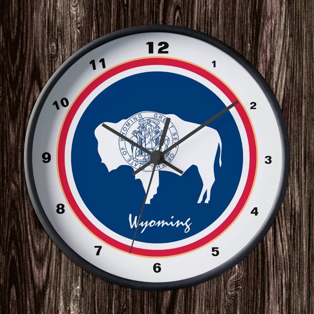 Wyoming Flag & Wyoming fashion /design USA clock (Creator Uploaded)