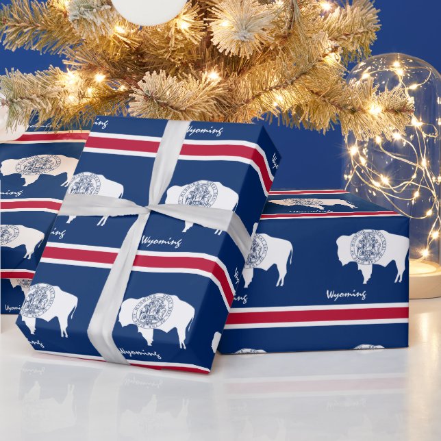 Wyoming Flag & Wyoming gifts America /sports fans Wrapping Paper (Holidays)