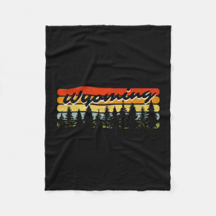 Wyoming Forest Sunset Trees Cabin Theme Souvenir Fleece Blanket