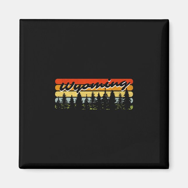 Wyoming Forest Sunset Trees Cabin Theme Souvenir  Magnet (Front)