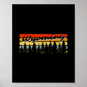 Wyoming Forest Sunset Trees Cabin Theme Souvenir Poster