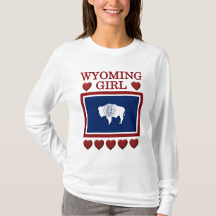 Wyoming Girl State Flag Hearts T-shirt