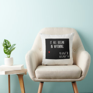 Wyoming GPS Coordinates with Heart Cushion