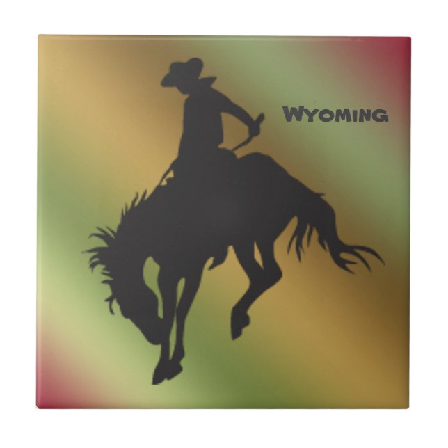 Wyoming Gradient Bucking Horse Tile (Front)