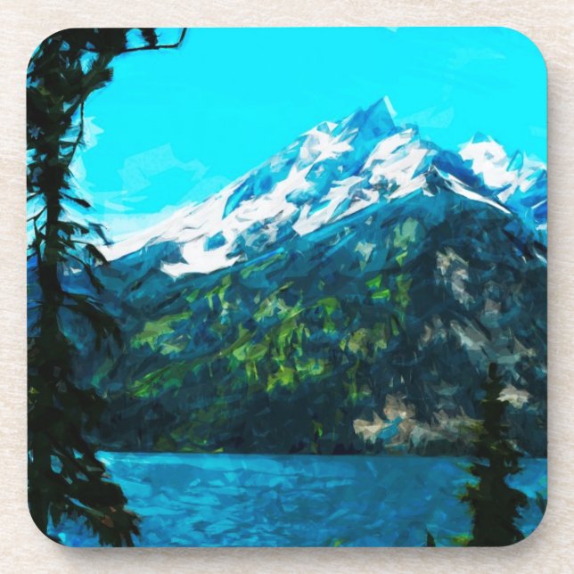 Wyoming Grand Teton Mountains Abstract Coaster (Front)