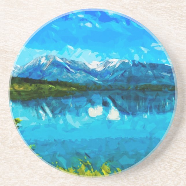 Wyoming Grand Teton Mountains Abstract Coaster (Front)