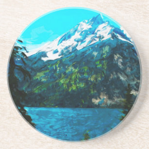 Wyoming Grand Teton Mountains Abstract Coaster
