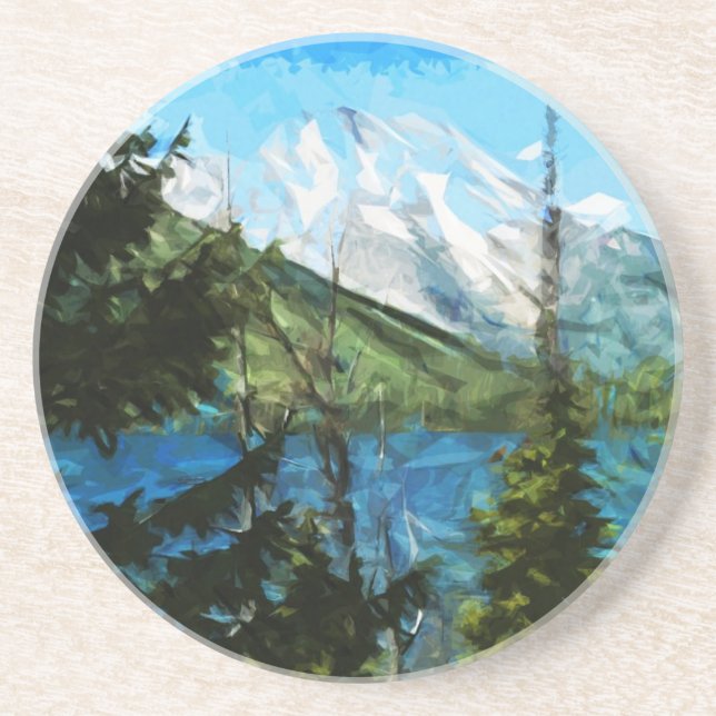 Wyoming Grand Teton Mountains Abstract Coaster (Front)