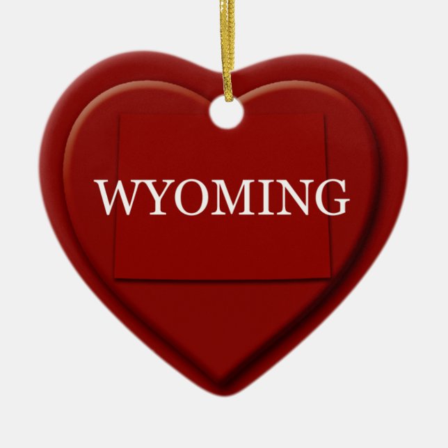 Wyoming Heart Map Christmas Ornament (Front)