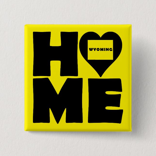 Wyoming Home Heart State Button Badge Pin (Front)