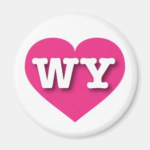 Wyoming Hot Pink Heart - I love WY Magnet