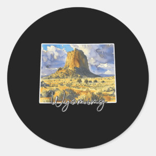 Wyoming landscape watercolor art for nature lovers classic round sticker