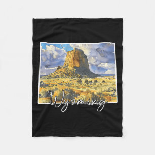 Wyoming landscape watercolor art for nature lovers fleece blanket