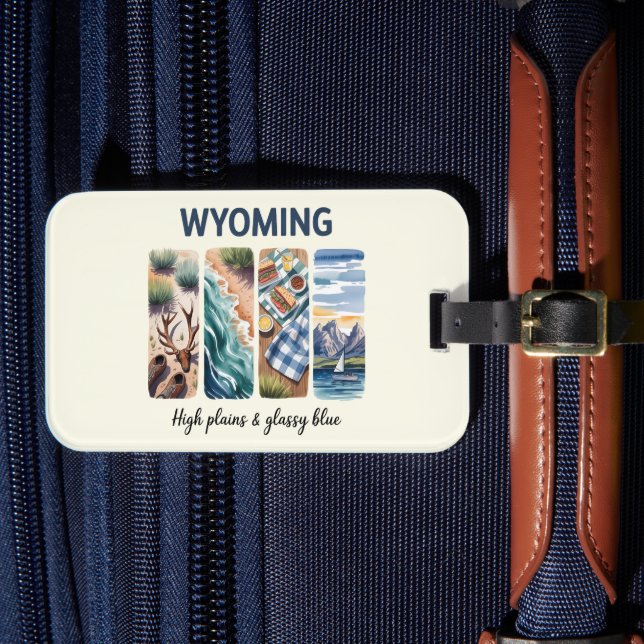 Wyoming Luggage Tag – High Plains & Glassy Blue (Front Insitu 4)