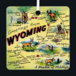 Wyoming Map Ornament<br><div class="desc">It's a vintage,  retro postcard map of Wyoming repurposed as an ornament.</div>