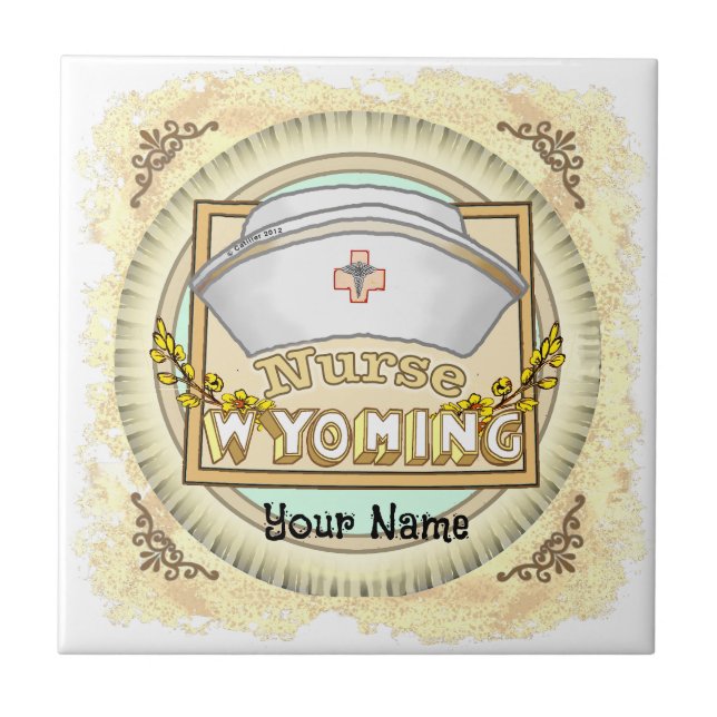 Wyoming Nurse Ceramic Tile (Front)