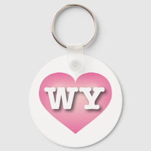 Wyoming Pink Fade Heart - I love WY Key Ring