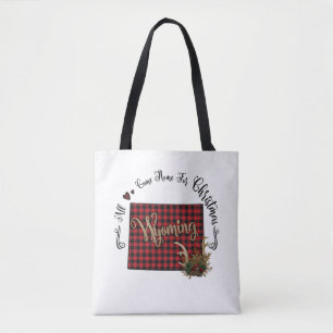 Wyoming Plaid All Come Home For Christmas Tote Bag