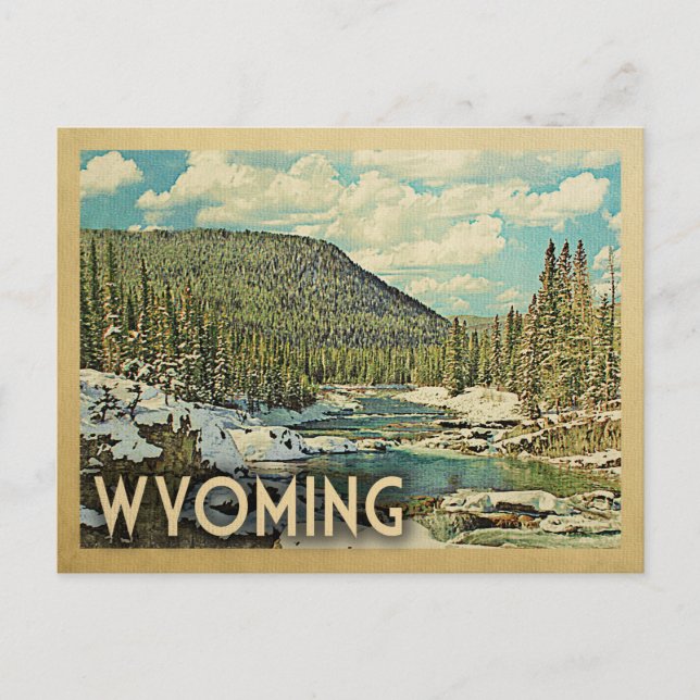 Wyoming Postcard- Retro Travel Snowy Winter Nature Postcard (Front)