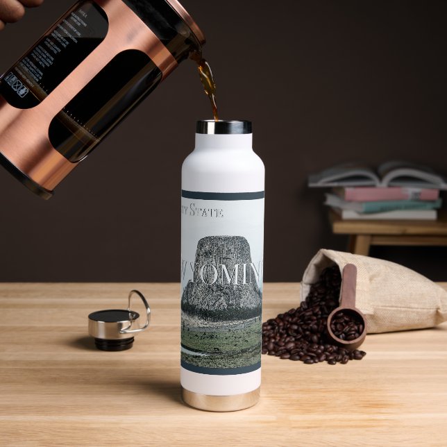 Wyoming Poster Water Bottle (Coffee)