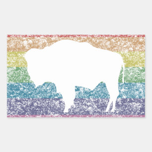 wyoming rainbow rectangular sticker