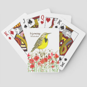 Wyoming Souvenir Indian Paintbrush Meadowlark  Playing Cards