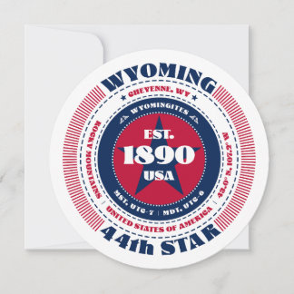 Wyoming State Circular Typography Flat Card