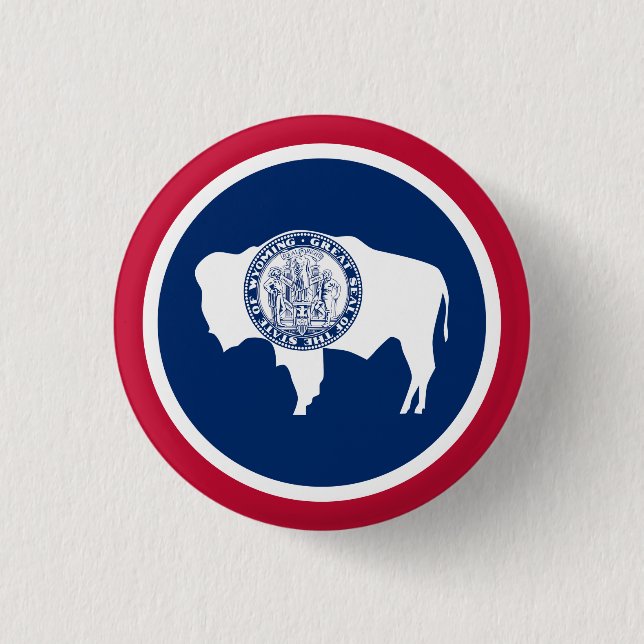 Wyoming State Flag 3 Cm Round Badge (Front)