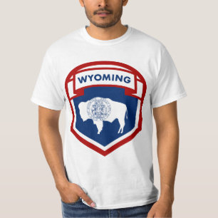 Wyoming State Flag Crest Shield Style T-Shirt