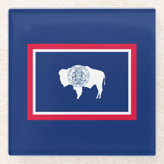 Wyoming State Flag Design Decor Glass Coaster (Front)