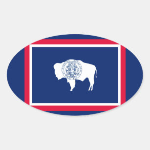 Wyoming State Flag Design Oval Sticker