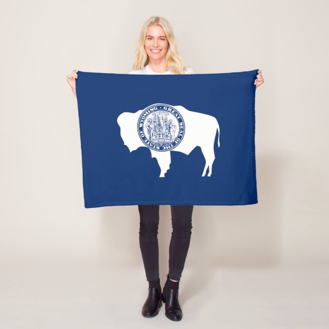 Wyoming State Flag Fleece Blanket (In Situ)